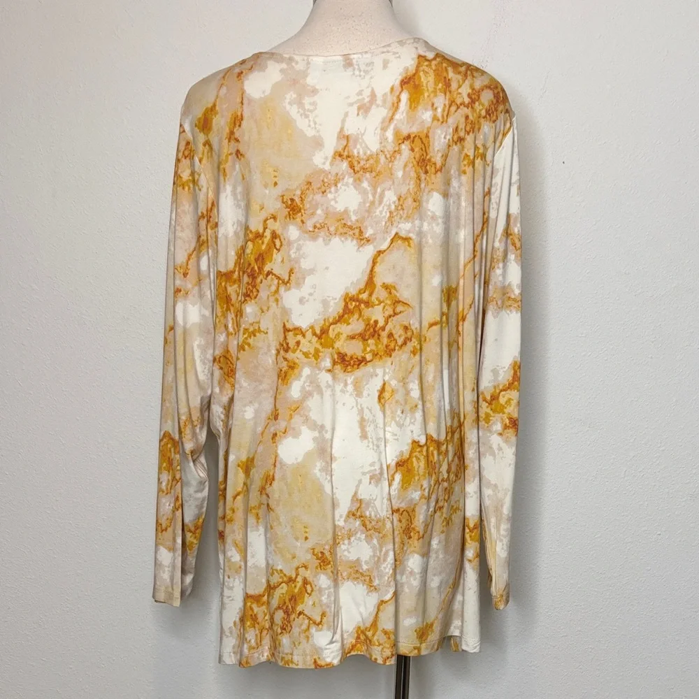 Susan Graver size 2X Cream and Orange Artistic Tunic - Picture 6 of 8